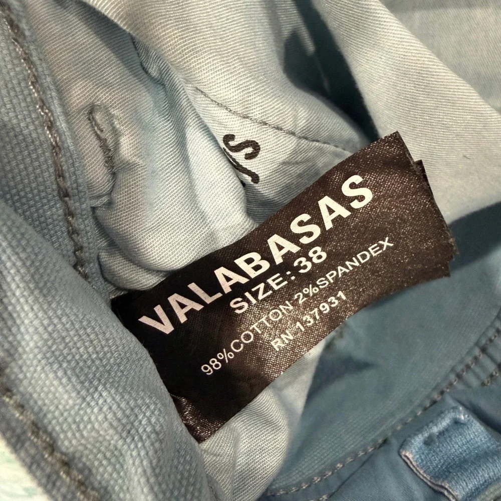 New* Valabasas Star Distressed Jeans Womens 38 Light Blue‎ Frayed Hem Streetwear